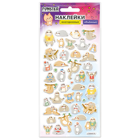 Наклейки объемные зефирные и гелевые 17,5х9,5 см, ассорти 12 видов, FUNSTER (ФАНСТЕР), 666677 - фото 8