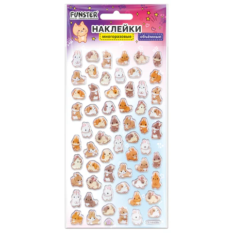 Наклейки объемные зефирные и гелевые 17,5х9,5 см, ассорти 12 видов, FUNSTER (ФАНСТЕР), 666677 - фото 7