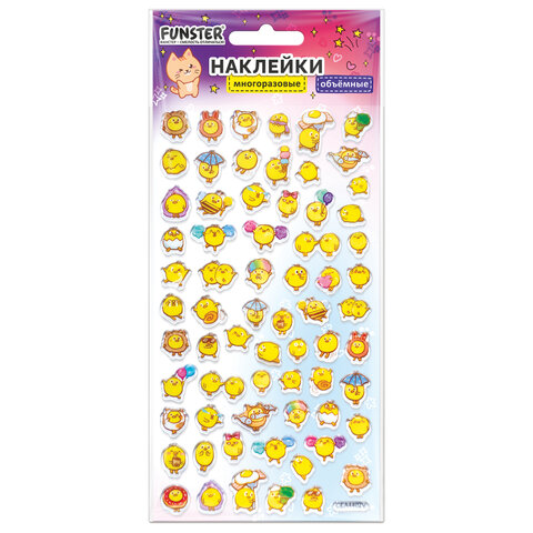 Наклейки объемные зефирные и гелевые 17,5х9,5 см, ассорти 12 видов, FUNSTER (ФАНСТЕР), 666677 - фото 12