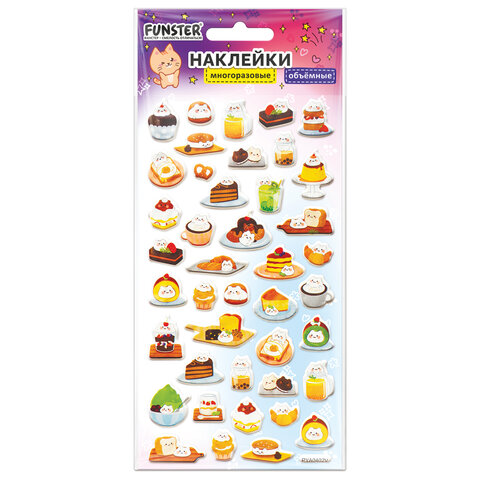 Наклейки объемные зефирные и гелевые 17,5х9,5 см, ассорти 12 видов, FUNSTER (ФАНСТЕР), 666677 - фото 11