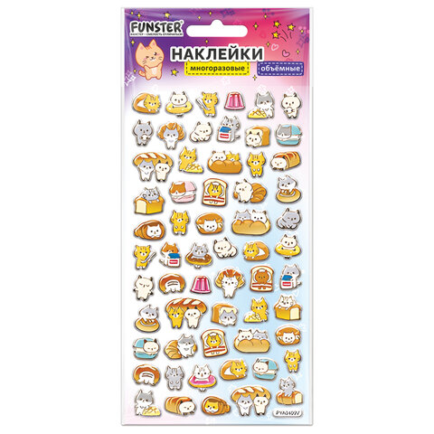 Наклейки объемные зефирные и гелевые 17,5х9,5 см, ассорти 12 видов, FUNSTER (ФАНСТЕР), 666677 - фото 5