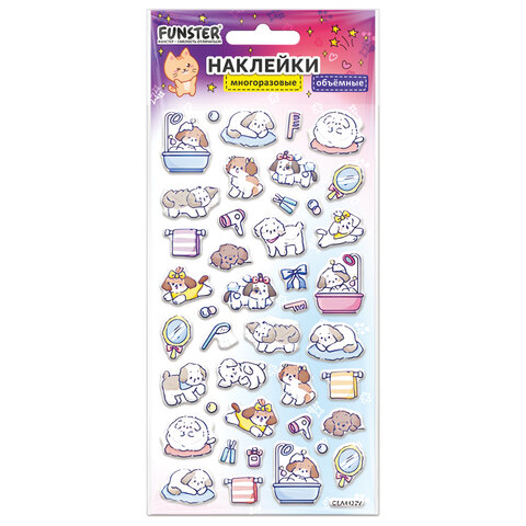 Наклейки объемные зефирные и гелевые 17,5х9,5 см, ассорти 12 видов, FUNSTER (ФАНСТЕР), 666677 - фото 4