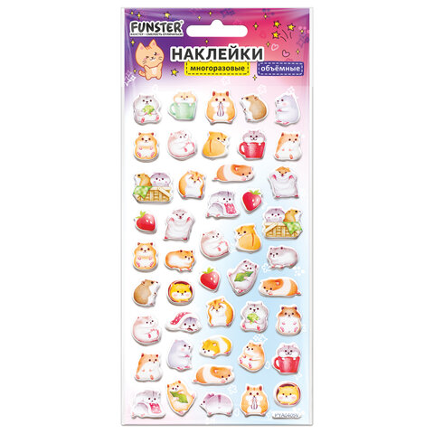 Наклейки объемные зефирные и гелевые 17,5х9,5 см, ассорти 12 видов, FUNSTER (ФАНСТЕР), 666677 - фото 9