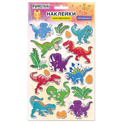 Наклейки объемные MAXI 21&times;14 см, ассорти 12 видов, FUNSTER (ФАНСТЕР), 666678