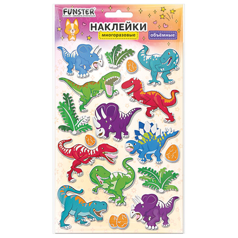 Наклейки объемные MAXI 21х14 см, ассорти 12 видов, FUNSTER (ФАНСТЕР), 666678 - фото 4