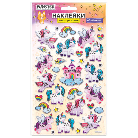 Наклейки объемные MAXI 21х14 см, ассорти 12 видов, FUNSTER (ФАНСТЕР), 666678 - фото 10