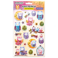 Наклейки объемные MAXI 21&times;14 см, ассорти 12 видов, FUNSTER (ФАНСТЕР), 666678