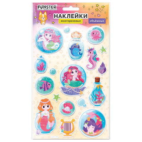 Наклейки объемные MAXI 21х14 см, ассорти 12 видов, FUNSTER (ФАНСТЕР), 666678 - фото 12
