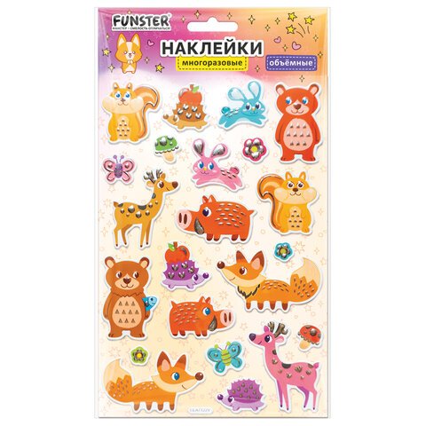 Наклейки объемные MAXI 21х14 см, ассорти 12 видов, FUNSTER (ФАНСТЕР), 666678 - фото 13