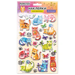 Наклейки объемные MAXI 21&times;14 см, ассорти 12 видов, FUNSTER (ФАНСТЕР), 666678