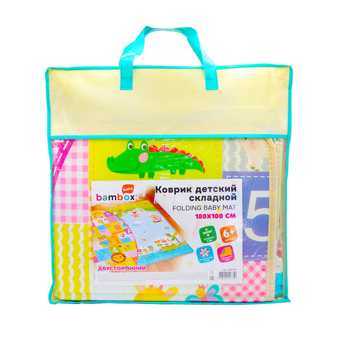 Детский складной коврик 180 * 100 см, двусторонний, "Джунгли и цифры", толщина 1 см, BAMBOX BABY (БАМБОКС БЕБИ), 666744 - фото 2