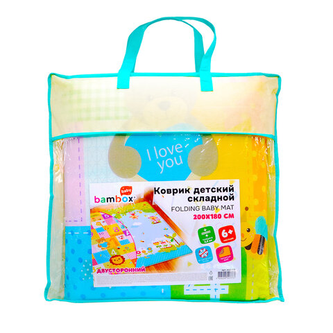 Детский складной коврик 200 * 180 см, двусторонний, "Животные и цифры", толщина 0,6 см, BAMBOX BABY (БАМБОКС БЭБИ), 666746 - фото 2