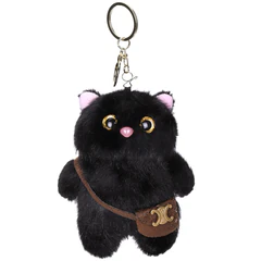 Игрушка-брелок мягкая &laquo;Котик с сумочкой&raquo;, 12 см, цвет черный, WOOZOO (ВУЗУ), 666774