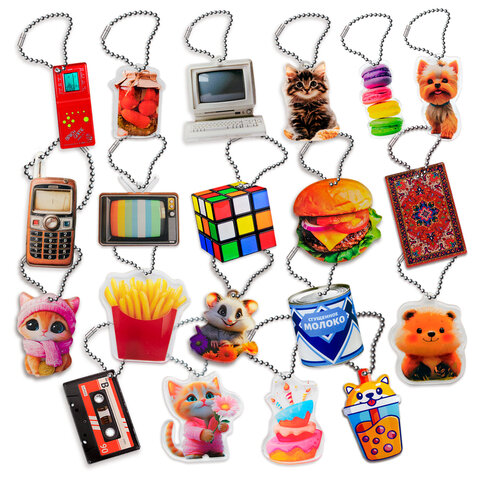 Брелок-подвеска импульс АССОРТИ акрил, 4-6 см, ассорти 20 видов, FUNSTER (ФАНСТЕР), 667039