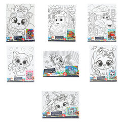 Картина детская по контуру, АССОРТИ 7 видов, 15х20 см, на подрамнике, акрил, кисти, МУЛЬТИ АРТ, 5896