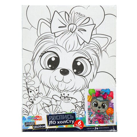 Картина детская по контуру, АССОРТИ 7 видов, 15х20 см, на подрамнике, акрил, кисти, МУЛЬТИ АРТ, 5896 - фото 2