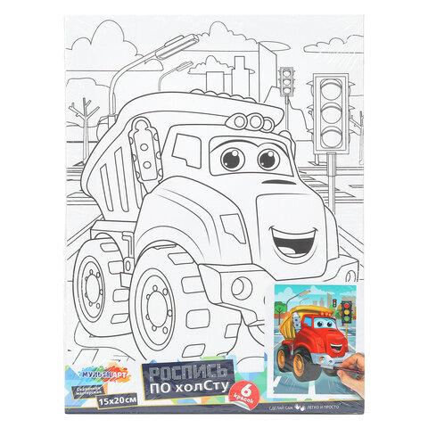 Картина детская по контуру, АССОРТИ 7 видов, 15х20 см, на подрамнике, акрил, кисти, МУЛЬТИ АРТ, 5896 - фото 4