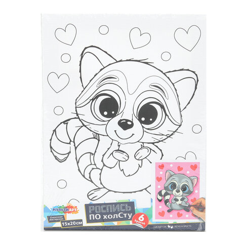 Картина детская по контуру, АССОРТИ 7 видов, 15х20 см, на подрамнике, акрил, кисти, МУЛЬТИ АРТ, 5896 - фото 6