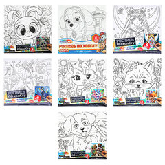 Картина детская по контуру, АССОРТИ 7 видов, 15х15 см, на подрамнике, акрил, кисти, МУЛЬТИ АРТ, 5902