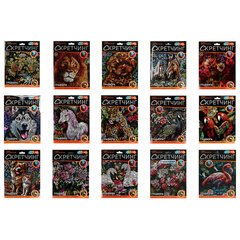 Гравюра в технике скретчинг, АССОРТИ 15 видов, 18х24 см, цветная основа, МУЛЬТИ АРТ, 5957