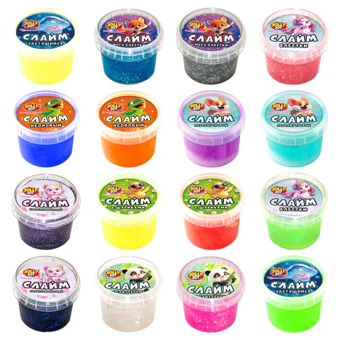 Слайм МИКС, 100 г, АССОРТИ, 8 видов, JOLLY JOT (ДЖОЛЛИ ДЖОТ), 667321