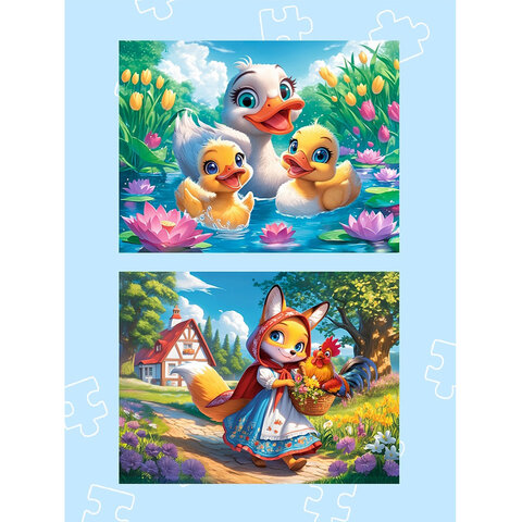 Пазл картонный "Милые картинки", 12 элементов, АССОРТИ, поле 17,5х13 см, 20 видов, РК - фото 5
