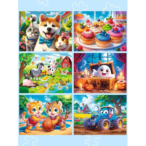 Пазл картонный "Милые картинки", 12 элементов, АССОРТИ, поле 17,5х13 см, 20 видов, РК - фото 4