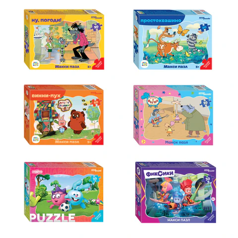 Пазл картонный 30 элементов, "МАКСИ-ПАЗЛЫ", АССОРТИ, поле 27х18 см