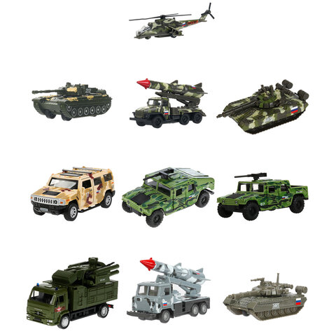 Машина металлическая коллекционная ВОЕННАЯ ТЕХНИКА ассорти, длина 12-15 см, инерционная, ТЕХНОПАРК