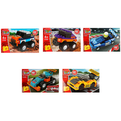 Конструктор пластиковый "СПОРТКАР," 40-61 деталь, ассорти, ГОРОД МАСТЕРОВ