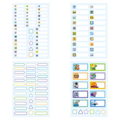 Наклейки бумажные для маркировки ПОДПИШУ ВСЕ для мальчиков, НАБОР 4 листа А5, 113 наклеек, HATBER