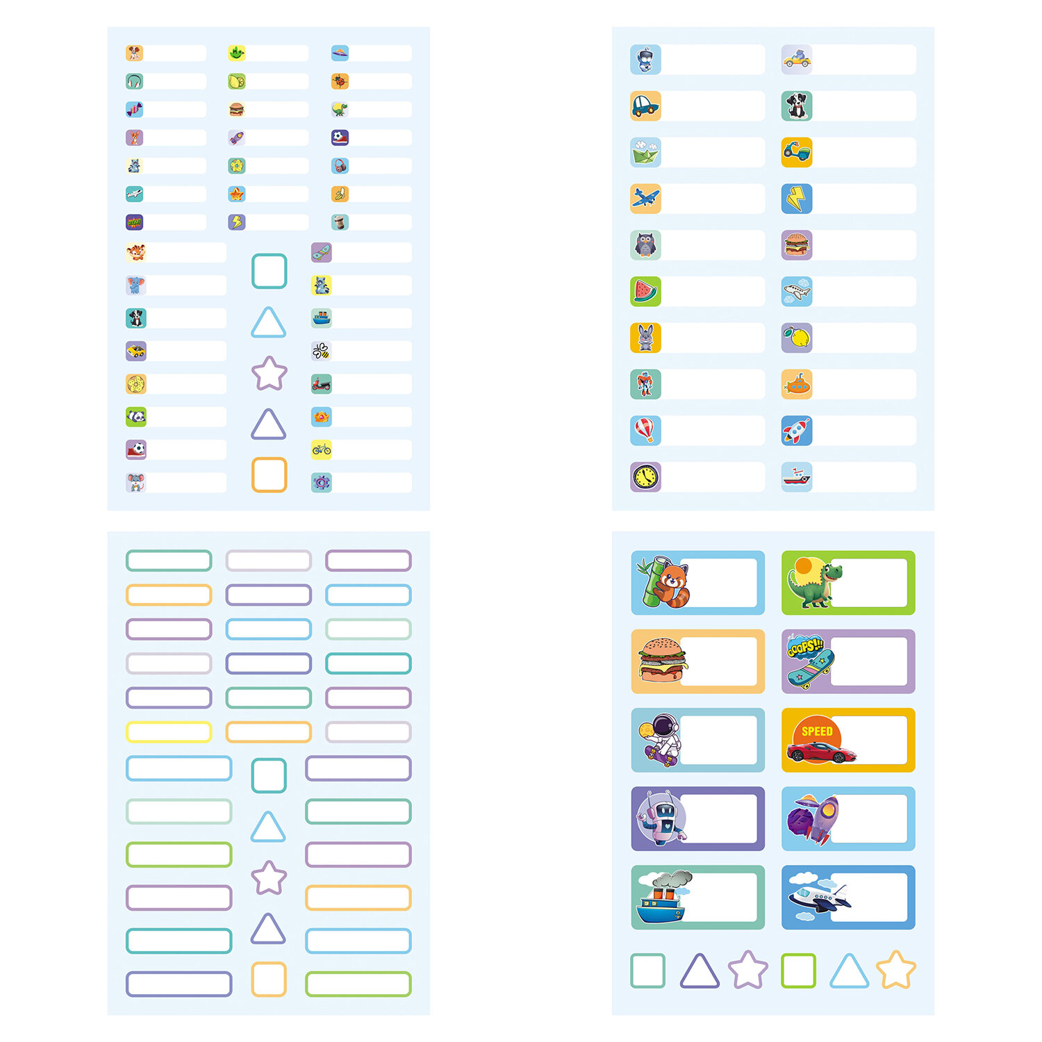 Наклейки бумажные для маркировки ПОДПИШУ ВСЕ для мальчиков, НАБОР 4 листа А5, 113 наклеек, HATBER