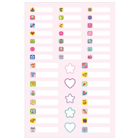 Наклейки бумажные "Подпишу всё" для девочек, НАБОР 4 листа А5, 113 наклеек, HATBER, 094174