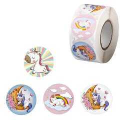 Наклейки декоративные в рулоне "Единороги", диаметр 25 мм, 500 шт., CENTRUM, 81249