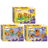 Пазл картонный 12 элементов, MAXI "Три кота", АССОРТИ, поле 21,4х15,4 см, STEP PUZZLE
