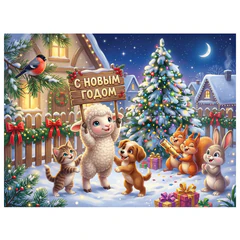 Пазл картонный &laquo;Оживи мультфильм-Новый год&raquo;, 35 элементов, АССОРТИ, 300&times;215 мм, 6 видов, РК