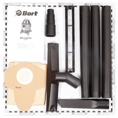 Пылесос хозяйственный BORT BSS-1220-Pro, 1250 Вт, сухая/влажная уборка, сила всасывания 250 Вт, бак 20 л