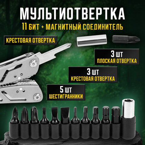 Мультитул армейский туристический с сумкой "22 в 1", пассатижи + 11 бит, нож, ТЕХ-ТОП, 671242 - фото 29