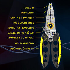 Плоскогубцы многофункциональные 25 в 1, 185 мм, нержавеющая сталь AISI420, ГРАНДМАСТЕР, PL-185, 671262