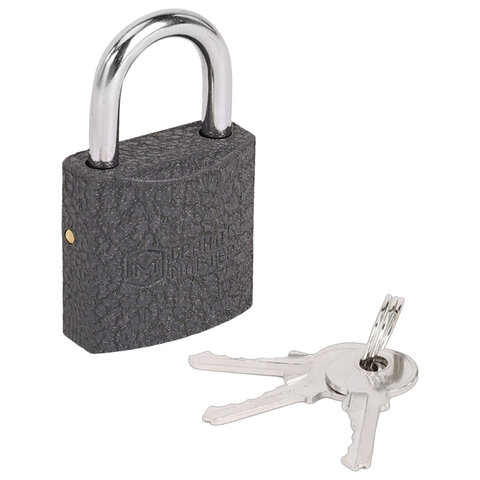 Замок навесной чугунный 25мм "Стандарт", 2 ключа, ГРАНДМАСТЕР, 671289