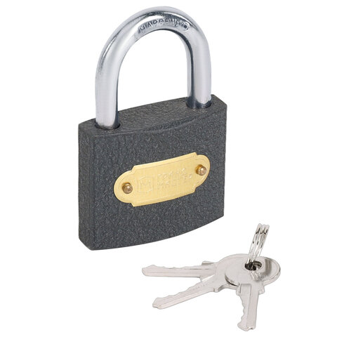 Замок навесной чугунный 50мм "Стандарт", 3 ключа, ГРАНДМАСТЕР, 671292
