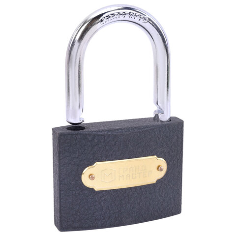 Замок навесной чугунный 75мм "Стандарт", 3 ключа, ГРАНДМАСТЕР, 671294