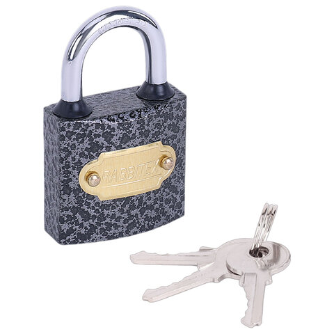 Замок навесной чугунный 32мм "Влагонепроницаемый", полимерное покрытие, 3 ключа, RABBITEX, 671295