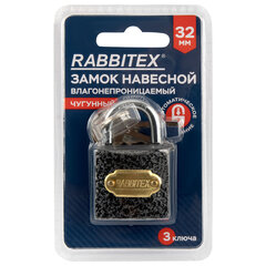 Замок навесной чугунный &laquo;Влагонепроницаемый&raquo;, ширина 32 мм, полимерное покрытие, английский, 3 ключа, RABBITEX (РАББИТЕКС), 671295