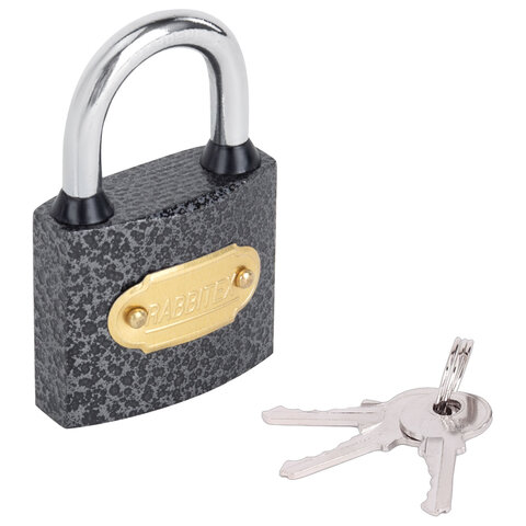 Замок навесной чугунный 38мм "Влагонепроницаемый", полимерное покрытие, 3 ключа, RABBITEX, 671296