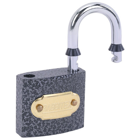 Замок навесной чугунный 38мм "Влагонепроницаемый", полимерное покрытие, 3 ключа, RABBITEX, 671296