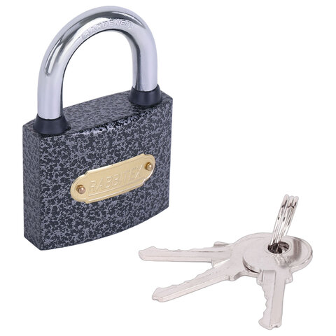Замок навесной чугунный 63мм "Влагонепроницаемый", полимерное покрытие, 3 ключа, RABBITEX, 671298
