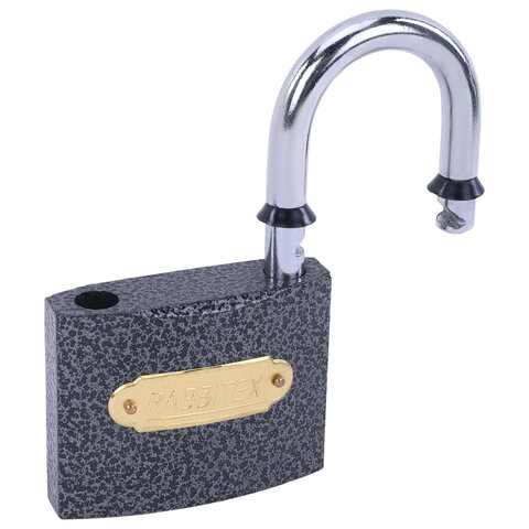 Замок навесной чугунный 75мм "Влагонепроницаемый", полимерное покрытие, 3 ключа, RABBITEX, 671299