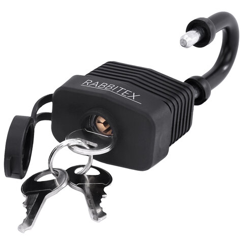 Замок навесной стальной 40мм "Всепогодный" оцинкованный, прорезиненный, 3 ключа, RABBITEX, 671300