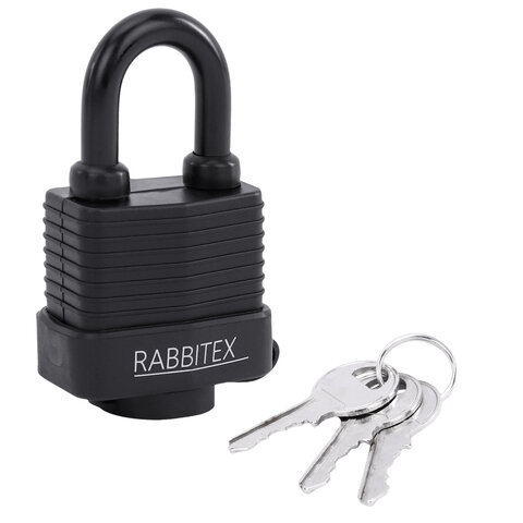 Замок навесной стальной 40мм "Всепогодный" оцинкованный, прорезиненный, 3 ключа, RABBITEX, 671300